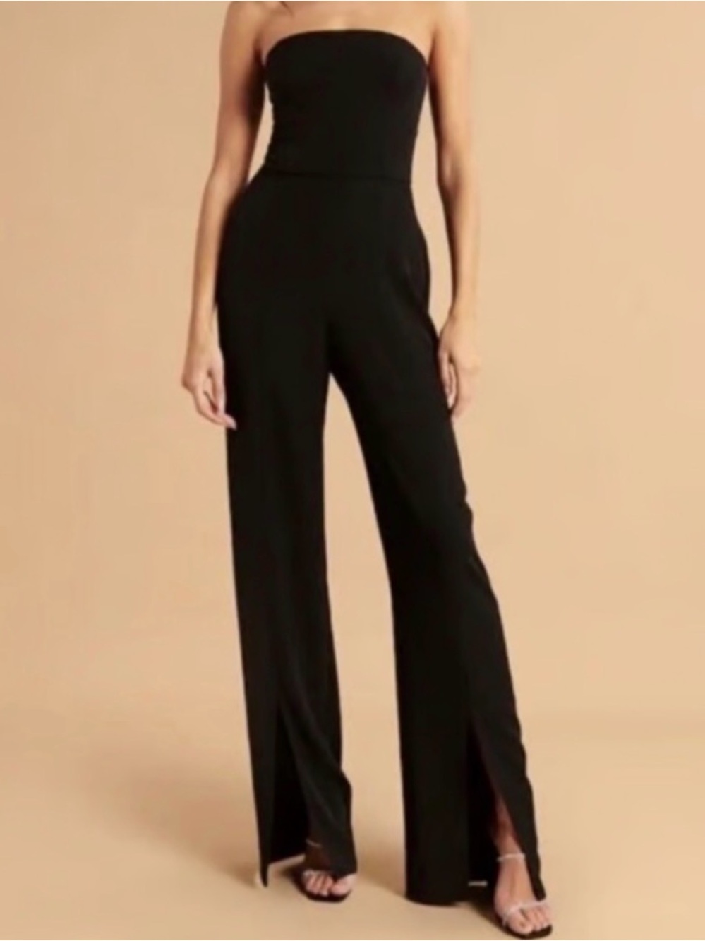 Abercrombie and fitch Strapless Black Wide-Leg Jumpsuit